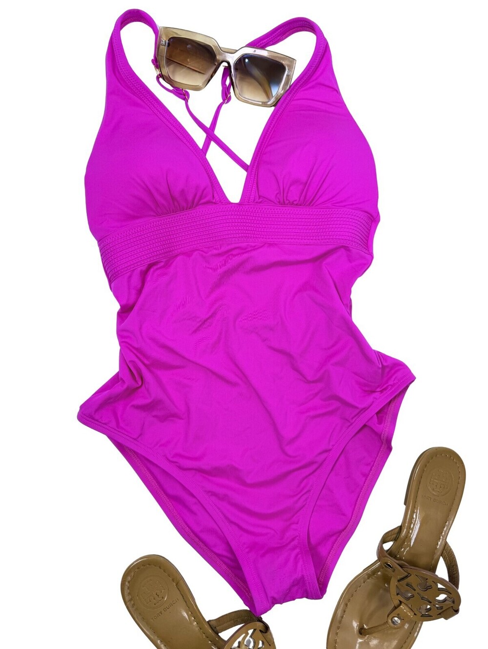 Trina Turk Pink One Piece Swimsuit Size 8 Open Back